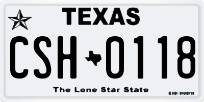 TX license plate CSH0118