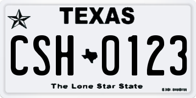 TX license plate CSH0123