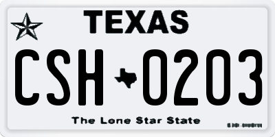 TX license plate CSH0203