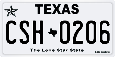 TX license plate CSH0206