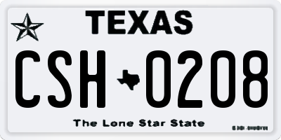 TX license plate CSH0208