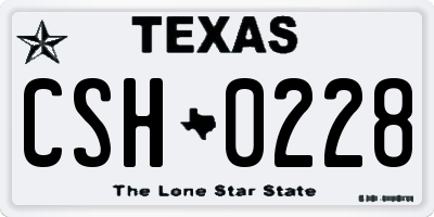 TX license plate CSH0228