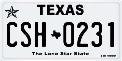 TX license plate CSH0231