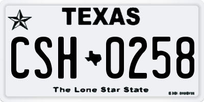 TX license plate CSH0258