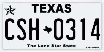 TX license plate CSH0314