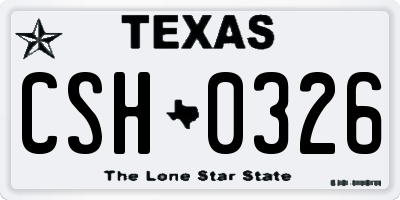 TX license plate CSH0326