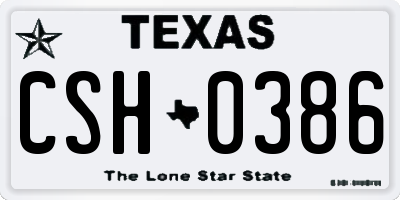 TX license plate CSH0386