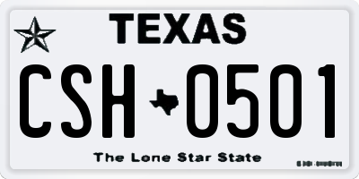 TX license plate CSH0501
