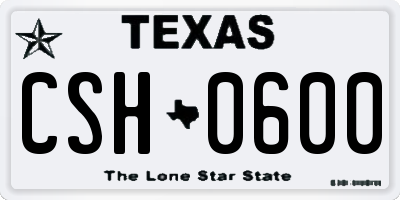 TX license plate CSH0600