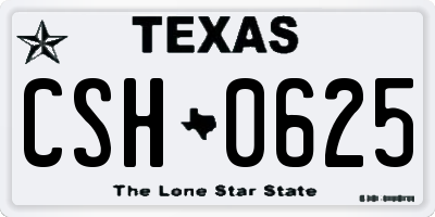 TX license plate CSH0625