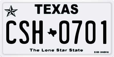 TX license plate CSH0701