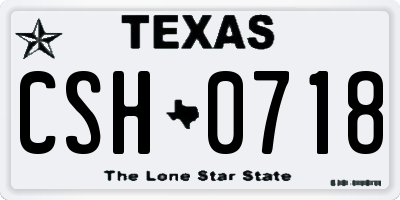 TX license plate CSH0718