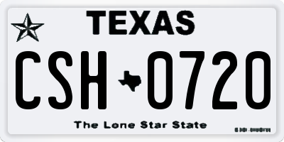 TX license plate CSH0720