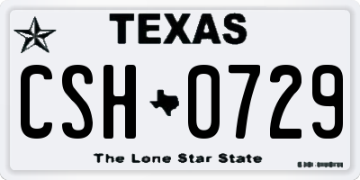 TX license plate CSH0729