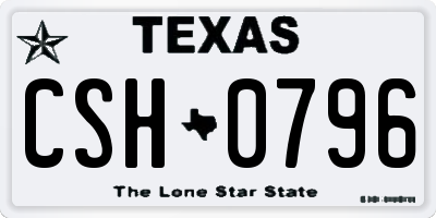 TX license plate CSH0796