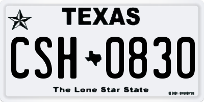 TX license plate CSH0830