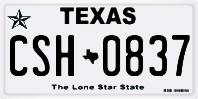 TX license plate CSH0837