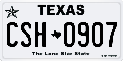 TX license plate CSH0907