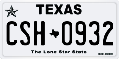 TX license plate CSH0932