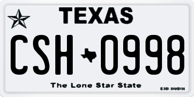 TX license plate CSH0998