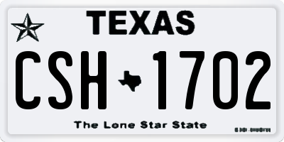 TX license plate CSH1702