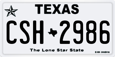 TX license plate CSH2986