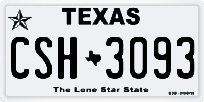TX license plate CSH3093
