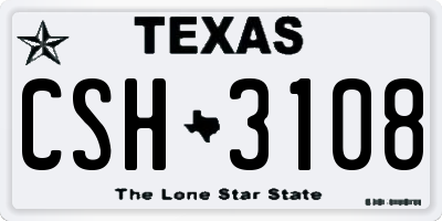 TX license plate CSH3108