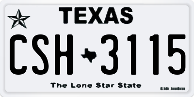 TX license plate CSH3115