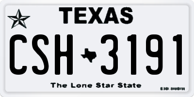 TX license plate CSH3191