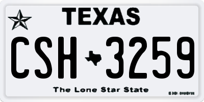 TX license plate CSH3259