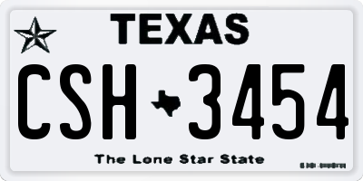 TX license plate CSH3454