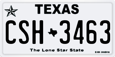TX license plate CSH3463