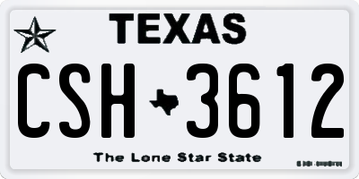 TX license plate CSH3612