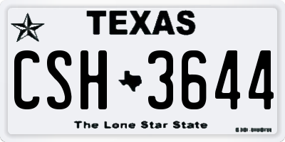 TX license plate CSH3644