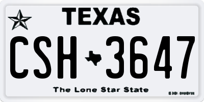 TX license plate CSH3647