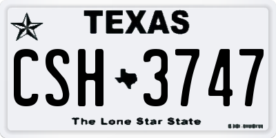 TX license plate CSH3747