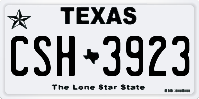 TX license plate CSH3923