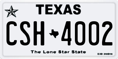 TX license plate CSH4002