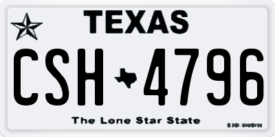 TX license plate CSH4796