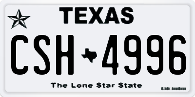 TX license plate CSH4996