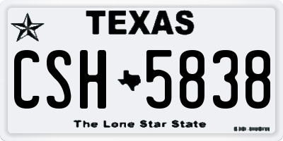 TX license plate CSH5838