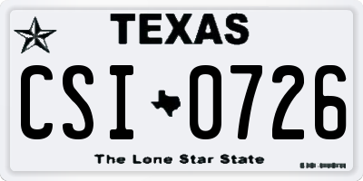 TX license plate CSI0726