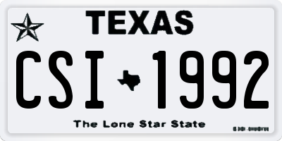 TX license plate CSI1992