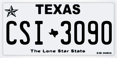 TX license plate CSI3090