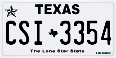 TX license plate CSI3354