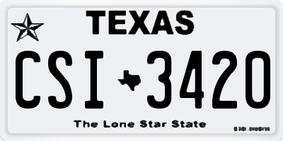 TX license plate CSI3420