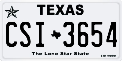 TX license plate CSI3654