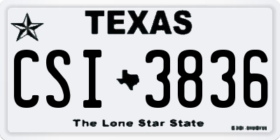 TX license plate CSI3836