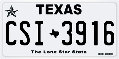 TX license plate CSI3916
